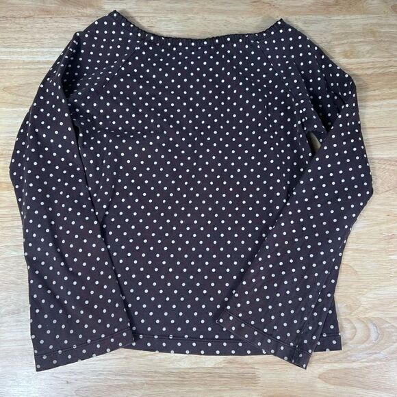Mini Boden, Brown Polka Dot Long Sleeve T-Shirt, Bow Detail, Size 9-10Y - Picture 9 of 10